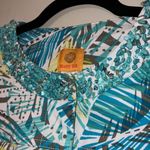 Ruby Rd . size 12 women's 3/4 sleeve jacket beaded neckline tropical pattern NWT Photo 1