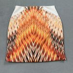 Guess  Skirt Womens M Pencil Straight Mid Rise White Orange Fiery Abstract Sheath Photo 2