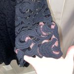 Cute black lace scalloped hem party mini dress lined 3/4 sleeve holiday club NYE Photo 4