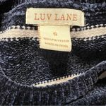 Luv Lane  Striped Chenille Knit Sweater Dark Blue White Crewneck S Photo 9