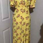 Jill Stuart  Puff Sleeve Yellow Floral Fit & Flare MIDI Dress 0 Photo 0
