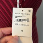 Good American  Angle Rib Mock Halter Midi Dress Team Cardinal Red NWT Photo 5