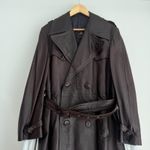 Vintage Cortefiel Leather Trench Coat Womens Brown XL Double Breasted Belted Photo 4