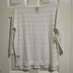 st. john's bay St. John’s Bay 3/4 Sleeve Ivory Eyelet Sweater Top Size M Medium NWT $36 Photo 0