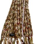 Italian Lambswool Blend Knit Scarf Brown Green Multicolor Fringe Cozy Winter Photo 4