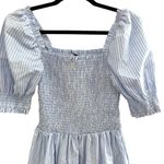 AQUA  S blue white pinstripe shirred smocked puff sleeve mini dress babydoll Photo 1