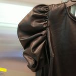 joe's jeans ๐JOE'S๐ Black Faux Leather Short Sleeve Top ~ Black Puff Sleeves Small S NWT Photo 4