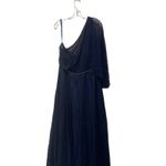 Mac Duggal Mac‎ Duggal Embellished One-Shoulder Draped Gown Navy Size 10 Photo 4
