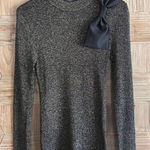 NWT Ann Taylor Womens Black Gold Ribbed Top With Bow Accent Size M Party Elegant Size M Photo 0