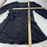 ZARA Dress Womens XL Black Wrap V Neck Long Sleeve Tie Waist Ruffle Hem Mini Photo 7