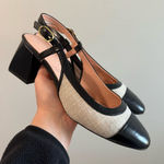 J.Crew  Layne Spanish Canvas Leather Cap Toe Heels Size 7.5 Photo 0