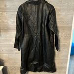 Black leather floral‎ trench coat VTG vintage Allison Woods beautiful detailing Size M Photo 4