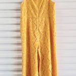Trina Turk Adventure Jumpsuit Women's Size 16 Yellow Lace Pants Cropped Photo 3