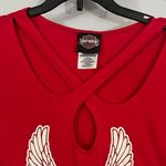 Harley Davidson  2011 Criss Cross Red Tee Shirt Size Medium “Ocean State” Photo 2