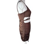 Streetwear Society  Brown Side Ruched Wrap Around Bodycon Mini Dress Photo 2