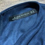 ZARA Woman SMALL Top shirt Womens Blue Embroidered Floral 3/4 Sleeve Blouse Photo 2
