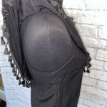 Blue Rain one shoulder top w/Pom Pom fringe black size small women Photo 6