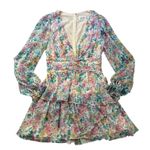 Hello Molly purple, blue & white floral v-neck long sleeve mini dress size 4 Photo 11