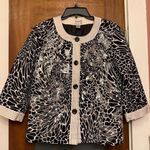 Chico's  Sequin Black White Flowers Sequin Button Front Jacket-Size 2 Photo 0