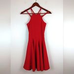 Gaze USA Small Bright Red Strappy Lattice Mini Dress Flirty Fit and Flare Photo 1