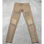 Alo Yoga  Moto Leggings Sculpt High Waist Ribbed Panels Athletic Tan Size S‎ Photo 6