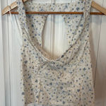 Self Esteem  White And Blue Floral And Bow Tank Crop Top Size Small Photo 0