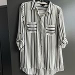 AB Studio Black and White Striped button down Photo 2