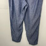 Old West Old Navy Pants Women Blue Linen Rayon Blend Wide Leg Elastic Waist Drawstring M Photo 6