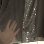 Talbots semi sheer sequined blouse grey women’s size 12 party holiday new years Photo 4