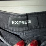 EXPRESS High Rise Shortie Shorts Black Gray Distressed Denim Cutoff Frayed Hem Photo 3