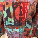 VTG Artsy Boxy Jean Jacket Sz M Colorful Graffiti Print Cotton Pockets Casual Multiple Size M Photo 6