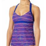 Tyr. Cyprus Ambu Active Swim Tank Tankini Top Contour Cup Striped Purple S Photo 0