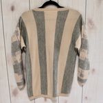 Chelsea and Violet Metallic Wool Blend Sweater Small Tan Silver Striped Pullover Photo 5