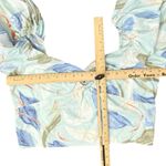 Abercrombie & Fitch  Blue White Green Floral Smocked Puff Sleeve Crop Top size L Photo 3