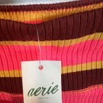 Aerie Striped Midi Pencil Skirt Ribbed Pink Side Slit Summer Funky Retro Large Photo 6