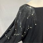 Oliver.o stunning black sweater with rhinestone and pearl angel wings medium NWT Photo 1