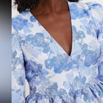 Tuckernuck  Eleanor Blouse XXS NWT Blue Jacquard Puff Sleeve Peplum Top Floral Photo 1