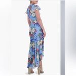 Eliza J  blue Floral Double Flutter Sleeve High-Low dress Photo 1