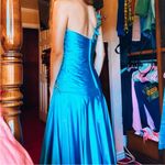 Tony Bowls  One Shoulder Peacock Inspired Dress Blue Green 8 Photo 4