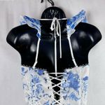 V. Chapman Provence Corset Bustier Top French Blue Floral Ruffle Lace Sz 0 Photo 8