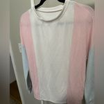 White Pink and Blue Ribbed Longsleeve Top size medium Photo 2