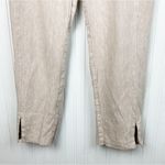 J.Jill  Linen Stretch Pants Flat Front Slit Ankle Macademia Tan Size Small Photo 3