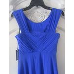 Vera Wang NWT  Blue Knotted Slit Shoulder Grecian Chiffon Sleeveless Gown Dress 2 Photo 2