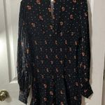 Free People NWT Smocked Floral Celestial Star Black LongSleeve Skater Mini Dress Photo 3