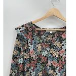 Loft Women Blouse Black Floral Ruffle Sheer Size Medium Dark Feminine Smocked Photo 3