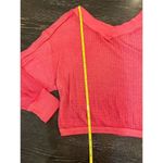 Free People We The Free Women's S Pink V-Neck Long Sleeve Waffle Knit Top Photo 4