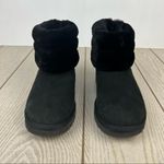 UGG  Women's Fluff Mini Quilted Boots US6/EUR37 Black w/ White Logo Heel $160 Photo 1