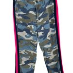 MOTHER No Zip Misfit Pants Army Blue‎ Camo Print Pink Stripe Size 26 Blue Photo 4