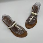 Tory Burch 'T' Logo Leather Thong Sandal - White - 9 Photo 0