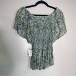 Angie Vtg  V-Neck Smocked Waist Peasant Top‎ Small  Peplum Retro 90s Photo 3